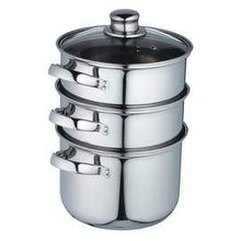 Load image into Gallery viewer, KitchenCraft Stainless Steel Three Tier Steamer - 18cm