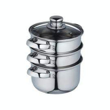 Load image into Gallery viewer, KitchenCraft Stainless Steel Three Tier Steamer - 16cm