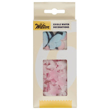 Load image into Gallery viewer, Wilton Edible Wafer Decorations Flowers & Butterflies Pastel Pink set/30