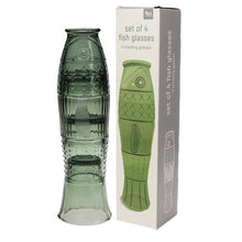 Load image into Gallery viewer, Rex Stacking Glass Tumblers (set of 4) - Green Fish