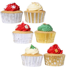 Load image into Gallery viewer, PME Christmas Foil-lined Cupcake Cases - Metallic Gold & Silver