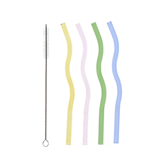 Load image into Gallery viewer, Rex London Glass Straws Wiggly Multi- colour Set of 4