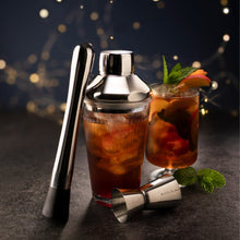 Load image into Gallery viewer, Taproom Three Piece Reeded Glass & Stainless Steel Cocktail Set