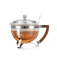 Load image into Gallery viewer, Bodum Chambord Glass Teapot with Infuser Walnut Handle 1L