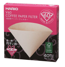 Load image into Gallery viewer, Hario V60 Coffee Paper Filter Misarashi Paper Pack of 40 - Brown (No.2)