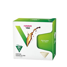 Load image into Gallery viewer, Hario V60 Coffee Filter Papers Size 01 - Brown - (100 Pack Boxed)