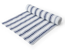 Load image into Gallery viewer, Mikasa Table Runner - Navy Stripe Linen-Blend