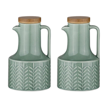 Load image into Gallery viewer, Ladelle Heath Ceramic Oil & Vinegar Set - Jade