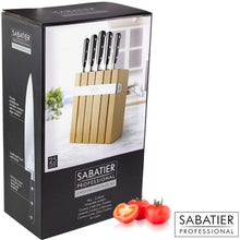 Load image into Gallery viewer, Sabatier Oak and Stainless Steel Slotted Knife Block and 5 Piece Knife Set