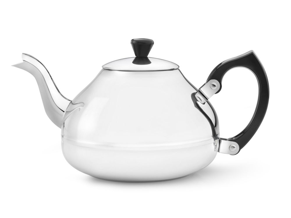 Bredemeijer Ceylon Teapot - Stainless Steel, Shiny Finish/Black Fittings, 1.25 Litre