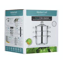 Load image into Gallery viewer, KitchenCraft Stainless Steel Three Tier Steamer - 16cm