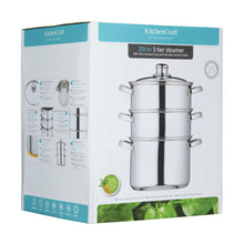 Load image into Gallery viewer, KitchenCraft Stainless Steel Three Tier Steamer - 20cm