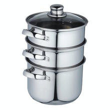 Load image into Gallery viewer, KitchenCraft Stainless Steel Three Tier Steamer - 18cm