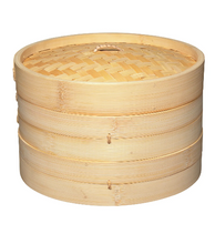 Load image into Gallery viewer, World of Flavours Two Tier Bamboo Steamer - 25cm