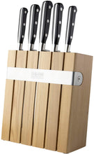 Load image into Gallery viewer, Sabatier Oak and Stainless Steel Slotted Knife Block and 5 Piece Knife Set