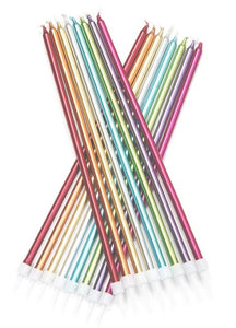 Creative Party Extra Tall Candles with Holders - Metallic Rainbow