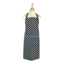 Load image into Gallery viewer, Dexam Polka Apron - Slate Grey with Blue Trim
