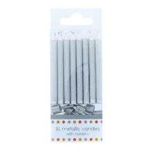 Load image into Gallery viewer, Culpitt Metallic Silver Candles with Holders
