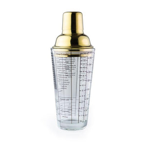 Taproom Glass Cocktail Shaker with Measures - Gold