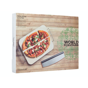 World of Flavours Italian Pizza Stone and Cutter Set