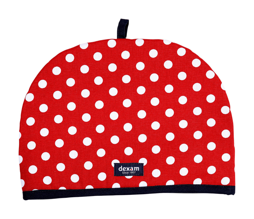 Dexam Polka 6 Cup Tea Cosy - Red with Navy Trim