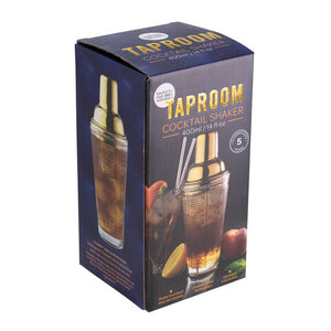 Taproom Glass Cocktail Shaker with Measures - Gold