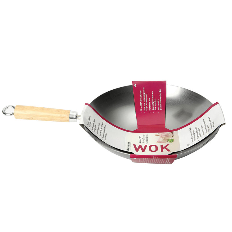 Dexam Professional Carbon Steel Wok - 12