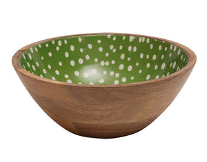 Dexam Sintra Mango Wood Spotted Salad Bowl - Green