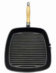 Victor Cast Iron Grill Pan with Wooden Handle