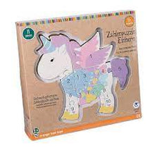 Load image into Gallery viewer, Wooden Unicorn Numbered Puzzle
