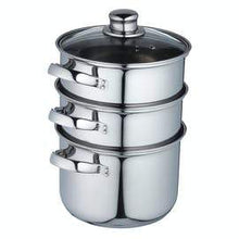Load image into Gallery viewer, KitchenCraft Stainless Steel Three Tier Steamer - 18cm
