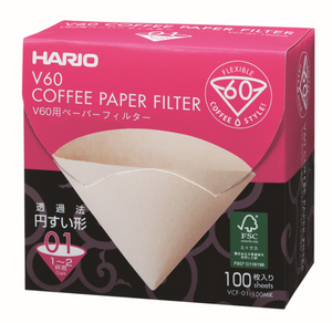 Hario V60 Coffee Filter Papers Size 01 - Brown - (100 Pack Boxed)