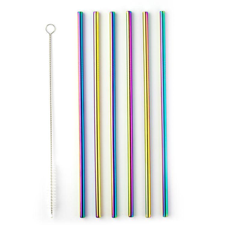Taproom Straight Stainless Steel Straws - Iridescent