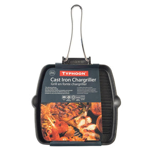 Typhoon Cast Iron Square Chargriller with Folding Handle