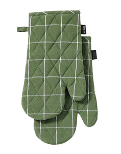 Ladelle Eco Gauntlet Oven Mitt - Set of 2, Green Check