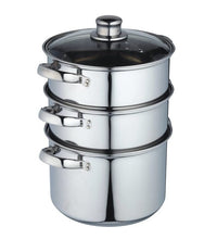 Load image into Gallery viewer, KitchenCraft Stainless Steel Three Tier Steamer - 22cm
