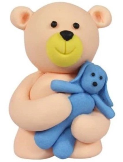 Teddy with Blue Rabbit Cake Topper