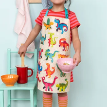 Load image into Gallery viewer, Rex Wipeable cotton children's apron - Baby Dinos
