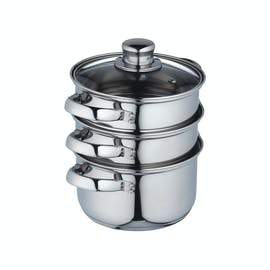 KitchenCraft Stainless Steel Three Tier Steamer - 16cm