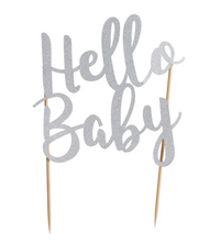 Load image into Gallery viewer, Mason Cash Silver Cake Topper - Hello Baby
