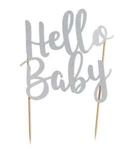 Mason Cash Silver Cake Topper - Hello Baby