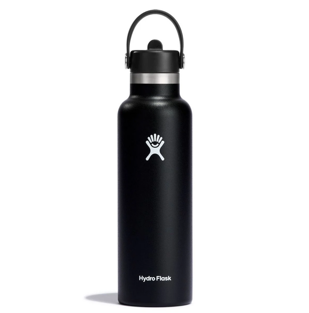 Hydroflask Standard Mouth Bottle with Straw 21oz - Black