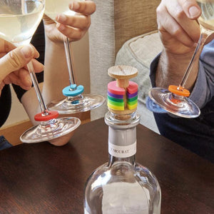 Kikkerland Rainbow Wine Rings & Stopper