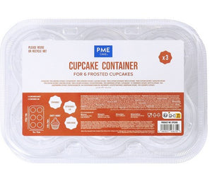 PME Pack of 3 Plastic  Cupcake Containers  - 6 Cavities