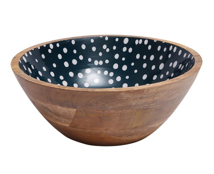 Dexam Sintra Mango Wood Spotted Salad Bowl - Ink Blue