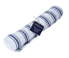 Load image into Gallery viewer, Mikasa Table Runner - Navy Stripe Linen-Blend
