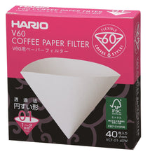 Load image into Gallery viewer, Hario V60 Coffee Filter Papers Size 01 White - (40 Pack Boxed)
