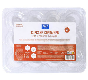 PME Pack of 3 Plastic  Cupcake Containers  - 12 Cavities