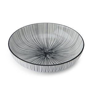 Mikasa Ceramic Bowl, Black Stripe Pattern