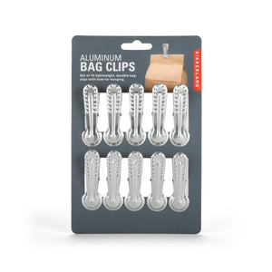 Kikkerland Small Aluminium Bag Clips - Set of 10